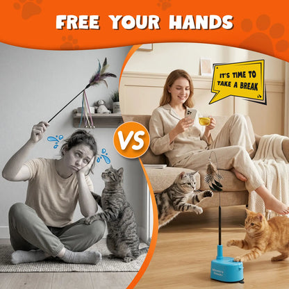 Interactive Cat Toys for Indoor Cats - Automatic 360° Swirling Flying Bird Feather Toy, USB Rechargeable Electric Cat Teaser with Reusable Strong Sticky Vacuum Suction Cup Base,Self-Play Toy for Bored Cat,Essential for Pet Lovers