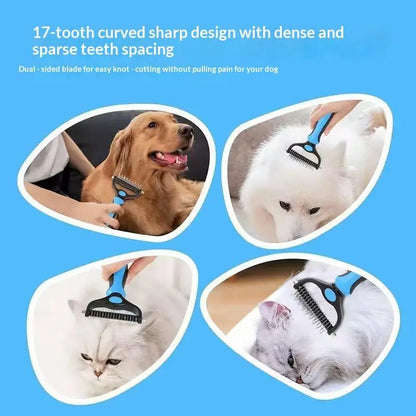 【Free Ship】Pet Deshedding Brush & Cat Comb-Pain – Free Dematting Undercoat Rake for Pets, Double-Sided Shedding Brush, Effective Tangles Remover Tool for Dogs & Cat Comb , Reduces Loose Hair & Mats Easily Summervibers,Tool for Dogs & Cats