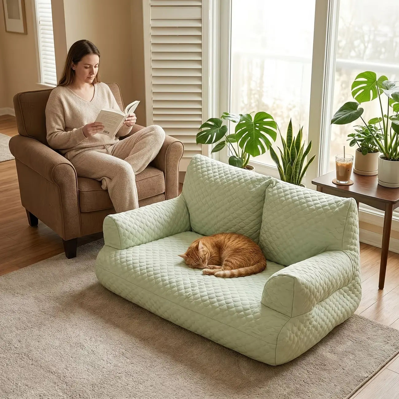 Pet Ice Silk Sofa, Summer Cooling Comfort, 22°C Temperature Drop, 5D Massage Balls, Durable Breathable, Suitable for Cats and Dogs