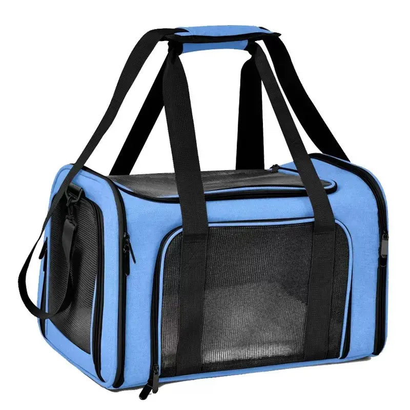 Portable Pet Carrier Bag, Suitable for Large Cats and Small Dogs, Airline-Approved Soft Travel Case, Breathable Mesh Transport Bag, Foldable Pet Travel Bag, Suitable for Outdoor/Car/Airplane Use