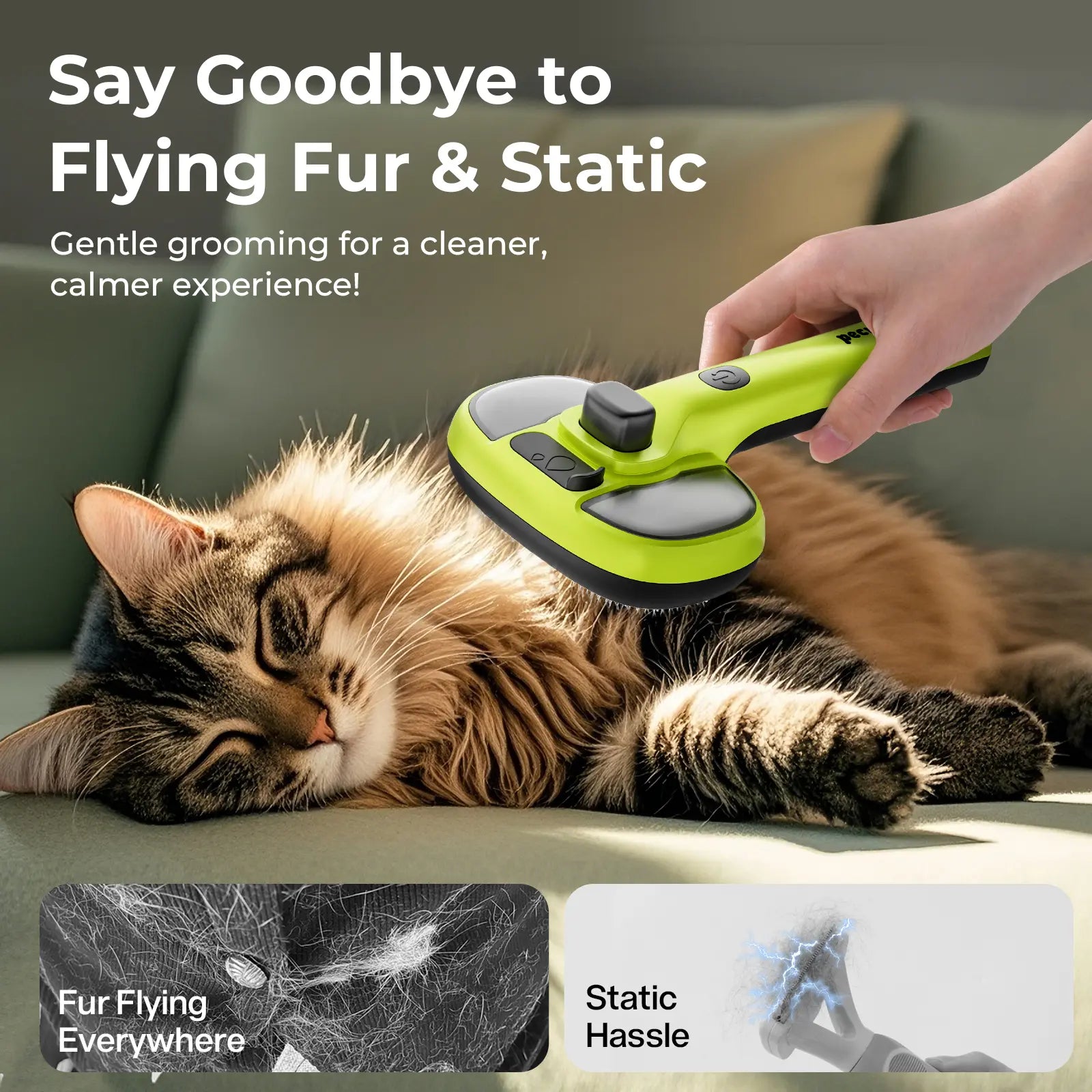 Pecute Pet Spray Hair Removal Brush for Cat/Dog – Deshedding & Grooming Tool, One Button Hair Removal Comb,Deshedding Vacuum Brush, Fur Removal Tool, Grooming Trimming Tool,Summervibes,Petlovers
