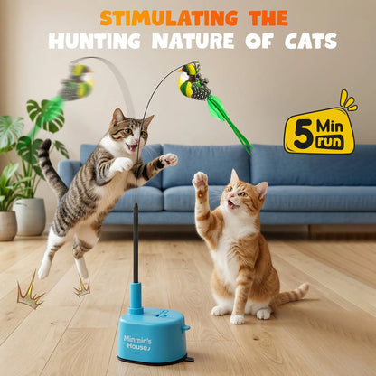 Interactive Cat Toys for Indoor Cats - Automatic 360° Swirling Flying Bird Feather Toy, USB Rechargeable Electric Cat Teaser with Reusable Strong Sticky Vacuum Suction Cup Base,Self-Play Toy for Bored Cat,Essential for Pet Lovers