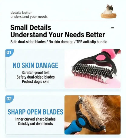【Free Ship】Pet Deshedding Brush & Cat Comb-Pain – Free Dematting Undercoat Rake for Pets, Double-Sided Shedding Brush, Effective Tangles Remover Tool for Dogs & Cat Comb , Reduces Loose Hair & Mats Easily Summervibers,Tool for Dogs & Cats